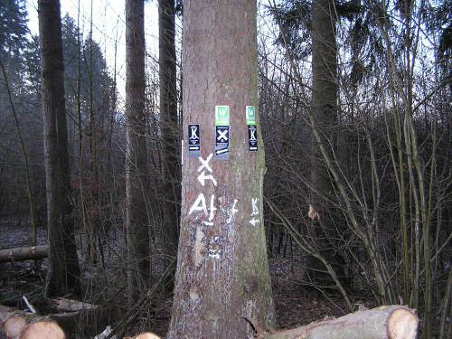 Dieses Wanderzeichen sorgte zunächst für leichte Verwirrung. Doch schnell war des Rätsels Lösung gefunden.